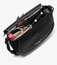 Load image into Gallery viewer, Kate Spade Knott Crossbody Ditsy Rose Womens Black Leather Medium Saddle Bag