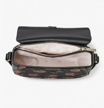 Load image into Gallery viewer, Kate Spade Knott Crossbody Ditsy Rose Womens Black Leather Medium Saddle Bag