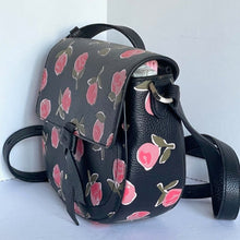Load image into Gallery viewer, Kate Spade Knott Crossbody Ditsy Rose Womens Black Leather Medium Saddle Bag