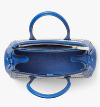 Load image into Gallery viewer, Kate Spade Knott Medium Crossbody Blue Stripe Satchel Straw Leather Shoulder Bag
