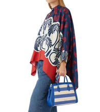 Load image into Gallery viewer, Kate Spade Knott Medium Crossbody Blue Stripe Satchel Straw Leather Shoulder Bag