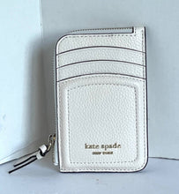 Load image into Gallery viewer, Kate Spade Knott Zip Card Wallet Womens Cream Leather Keyring Slim Zip Holder