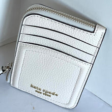 Load image into Gallery viewer, Kate Spade Knott Zip Card Wallet Womens Cream Leather Keyring Slim Zip Holder