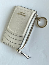 Load image into Gallery viewer, Kate Spade Knott Zip Card Wallet Womens Cream Leather Keyring Slim Zip Holder