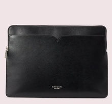 Load image into Gallery viewer, Kate Spade Laptop Sleeve Spencer Case Black Leather Padded Computer Pouch