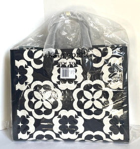 Kate Spade Large Manhattan Monogram Chenille Tote Black White Bag ORIG PKG