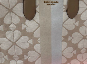 Kate Spade Large Manhattan Tote Beige Flower Jacquard Leather Shoulder Bag