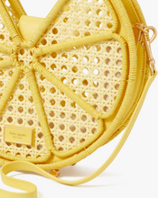 Load image into Gallery viewer, Kate Spade Lemon Drop Crossbody Yellow Leather Rattan Top-Handle Bag ORIG PKG