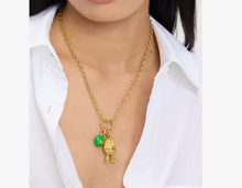Load image into Gallery viewer, Kate Spade M&M Statement Pendant Necklace Green Peanut Gold Novelty Box Gift
