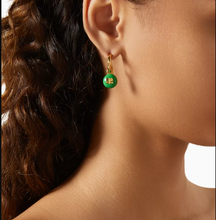 Load image into Gallery viewer, Kate Spade M&M's Green Charm Huggies Cuff Earrings Gold Tone Candy