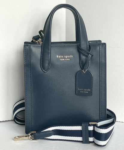 Kate Spade Manhattan Mini Tote Crossbody Blue Leather Shoulder Bag