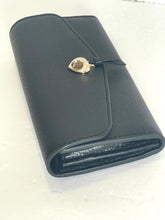 Load image into Gallery viewer, Kate Spade Marti Large Flap Wallet Black Continental Pebbled Leather Slim Clutch
