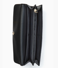 Load image into Gallery viewer, Kate Spade Marti Large Flap Wallet Black Continental Pebbled Leather Slim Clutch