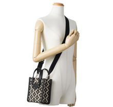Load image into Gallery viewer, Kate_Spade_Flower_Jacquard_Manhattan_Mini_Tote_Blue_Leather_Crossbody_Bag_2