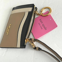Load image into Gallery viewer, Kate Spade Morgan Card Case Wristlet Brown Black Colorblocked Keyring