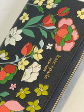 Load image into Gallery viewer, Kate Spade Morgan Womens Large Wallet Flower Bed Embossed Zip Blue Continental
