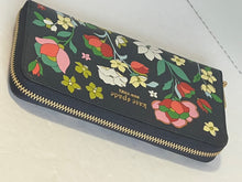 Load image into Gallery viewer, Kate Spade Morgan Womens Large Wallet Flower Bed Embossed Zip Blue Continental