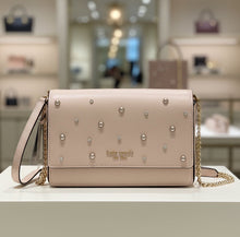 Load image into Gallery viewer, Kate Spade Purl Embellished Flap Chain Wallet Clutch Pearl Ivory Shoulder Bag