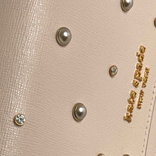 Load image into Gallery viewer, Kate Spade Purl Pearl Flap Clutch Shoulder Bag Beige Crystal Chain Wallet