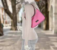 Load image into Gallery viewer, Kate Spade Sam Icon KSNYL Pink Nylon Small Shoulder Bag 90s Top Zip Leather