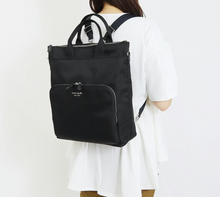 Load image into Gallery viewer, Kate Spade Sam Ksnyl Nylon Tote Backpack Travel Black Convertible Laptop Office