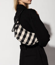 Load image into Gallery viewer, Kate Spade Shoulder Bag Womens Black Smile Small Gingham Leather Zip Bag