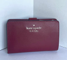 Load image into Gallery viewer, Kate Spade Staci Wallet Womens Medium Red Leather ID Bifold Snap Billfold