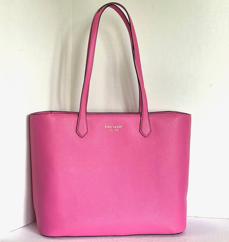 Kate Spade Veronica Large Tote Pink Pebbled Leather Structured Shoulder Bag
