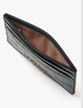 Load image into Gallery viewer, Kate Spade Wallet Womens Green Leather Spencer Card Case Croc Embossed Slim