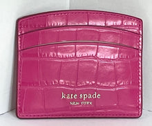 Load image into Gallery viewer, Kate Spade Wallet Womens Pink Leather Card Case Croc Embossed Slim