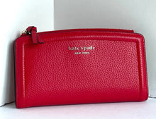 Load image into Gallery viewer, Kate Spade Wallet Womens Red Leather Knott Bifold Slim Zip Pocket Snap Billfold