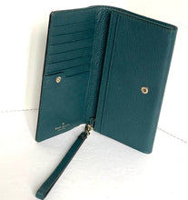 Load image into Gallery viewer, Kate Spade Wallet iPhone Wristlet Womens Blue Bifold Slim Leather Bifold Tech
