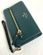 Load image into Gallery viewer, Kate Spade Wallet iPhone Wristlet Womens Blue Bifold Slim Leather Bifold Tech