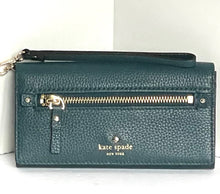 Load image into Gallery viewer, Kate Spade Wallet iPhone Wristlet Womens Blue Bifold Slim Leather Bifold Tech