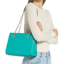 Load image into Gallery viewer, Kate Spade Women’s Small Amelia Pebble Leather Chain Shoulder Bag Tote, Blue