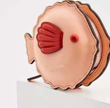 Load image into Gallery viewer, Kate Spade Puffy Fish Coin Purse Bag Charm  Small Pink Leather Wallet Guava