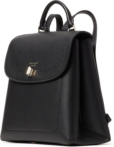 Kate Spade Essential Medium Backpack Womens Black Turnlock Flap Leather Bag