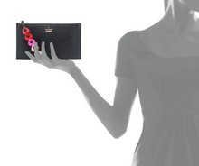 Load image into Gallery viewer, Kate Spade Wristlet Clutch Womens Small Black Leather Hearts Strap Slim Zip Ariah