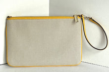 Load image into Gallery viewer, Kate Spade Wristlet Sunkiss Embroidered Medium Canvas Yellow Sun Pouch Bag