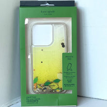 Load image into Gallery viewer, Kate Spade iPhone 14 PRO Case Lemon Drop Liquid Gold Glitter Protect Box Yellow