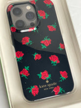 Load image into Gallery viewer, Kate Spade iPhone 14 PRO & MAX Case Ditsy Rose Toss Black Hard Shell Floral