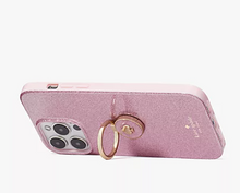 Load image into Gallery viewer, Kate Spade iPhone 14 PRO Ring Stand Pink Glitter Hard Shell Case Kickstand