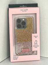 Load image into Gallery viewer, Kate Spade 14 PRO Case Rose Gold Rock Candy Rhinestone Glitter Embossed