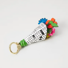 Load image into Gallery viewer, Kate Spade Fresh Picks Flower Bouquet Bag Charm Crossword Puzzle Keychain
