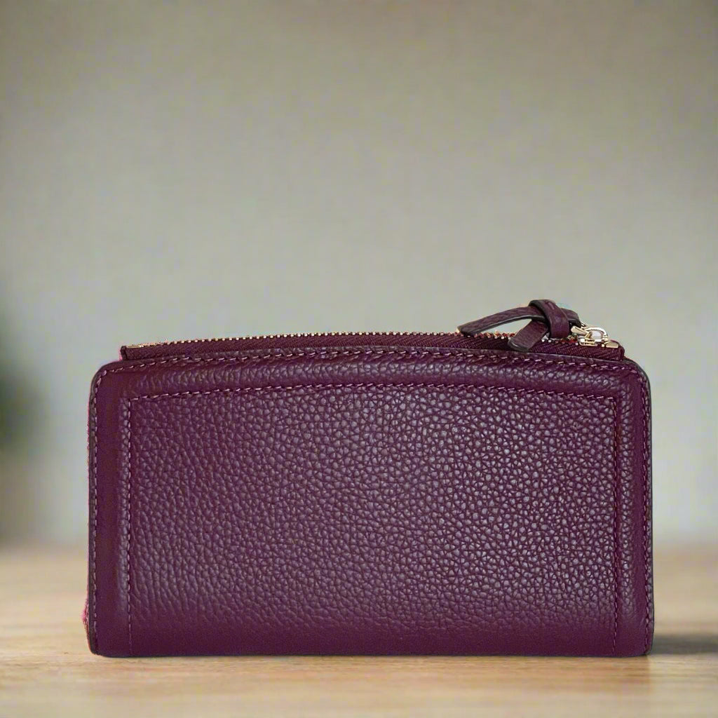 Kate Spade Knott Bifold Wallet Cherry Slim Snap Womens Red Leather