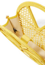Load image into Gallery viewer, Kate Spade Lemon Drop Crossbody Yellow Leather Rattan Top-Handle Bag ORIG PKG