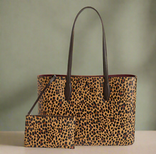 Load image into Gallery viewer, Kate Spade Leopard All Day Tote Brown Leather Shoulder Bag Wristlet Set