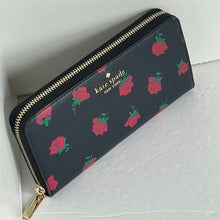 Load image into Gallery viewer, Kate Spade Madison Wallet Black Rose Toss Large Continental Wallet Floral Slim