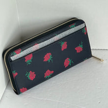Load image into Gallery viewer, Kate Spade Madison Wallet Black Rose Toss Large Continental Wallet Floral Slim