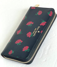 Load image into Gallery viewer, Kate Spade Madison Wallet Black Rose Toss Large Continental Wallet Floral Slim